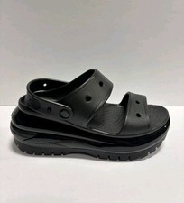 Crocs Sandals Mega Crush Triple Strap Womens Black Noir Size Uk 7 Platform New
