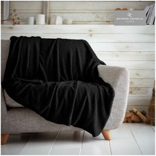 POPCORN WAFFLE LUXURY BLANKET FLEECE TRAVEL THROW SOFA BED WARM COSY EXTRA LARGE