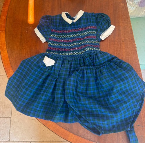 Vintage tartan smocked - , dress