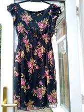 Black floral tea dress size 10