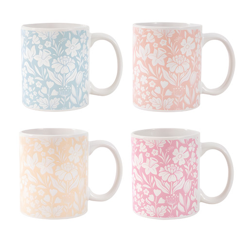 Set mugs floral design - set, of