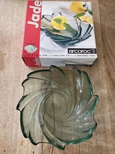 ARCOROC - AMAZONE - TEAL GREEN GLASS 16cm 6 1/4” SWIRL SERVING BOWL - FRANCE