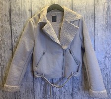 Aviator Jacket Faux Suede Beige Primark Size 12 Worn Once
