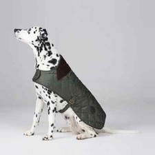 Barbour Quilted Olive Green Dog Coat - Size Small