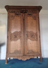 French 1800's or earlier, Wedding Armoire Antique French carved Wardrobe