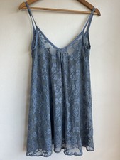 Peace Angel Hippy Boho Cover Up Beach Slate Cotton Mesh Lace Dress One Size
