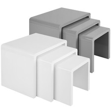 Nest of Tables Set of 3 White Grey Gloss Coffee Side End Living Room Furniture