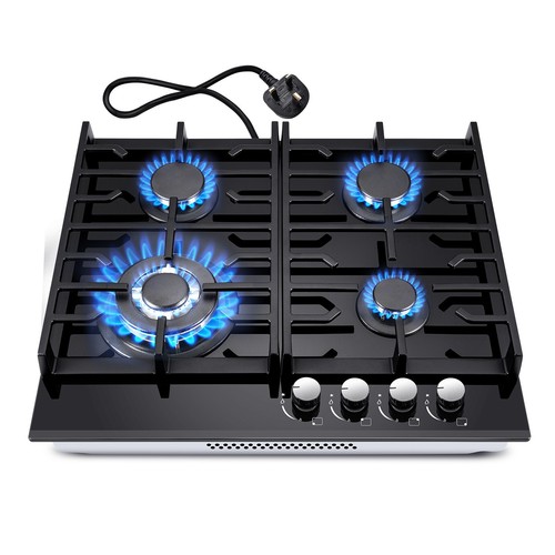 60cm gas hob burners black - 4,