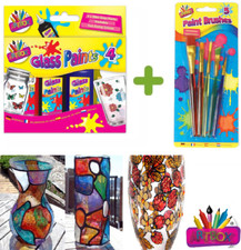 4x Glass Paint Set Painting Kit Black Outliner Transparent Opaque Stained Paints