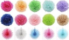 30 x TISSUE PAPER POM POMS & FANS MIX VARIETY multi COLOUR party pack decoration