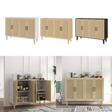 4 Doors Buffet Storage Cabinet with Rattan Decorating Living Room Matt Sideboard