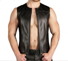 Men's Black Leather Zipper