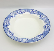 Britannia Pottery 24.5cm Rimmed Bowl - Peony Pattern -Blue & White Vintage c1930
