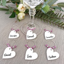 Set of 6 Personalised Wine Glass Charms Party Table decoration Christmas