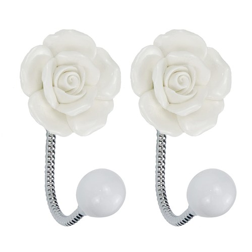 2pcs white rose hanger - rose, hooks