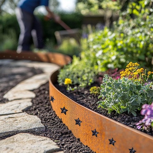 Corten steel lawn edging - steel,