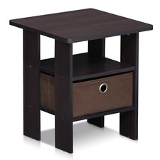 Furinno ANDREY Side Table, End Table, Night Stand, Bedside Table, Dark Walnut