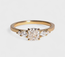 14k Yellow Gold 1.30 Carat Lab Created Cushion Diamond Women's Wedding Ring