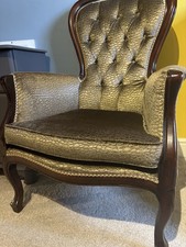 Tetrad Constable wing chair upholstered in Coco Velvet Olive/gold  fabric