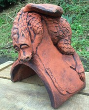 Baby J dragon roof finial half round decorative stone ridge tile original 28cmH