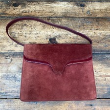 A 1960s Rayne Suede And Leather Clutch Bag With Carry Strap Great Condition