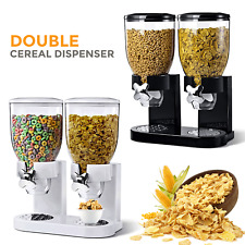Double Cereal Dispenser Machine Dry Food Pasta Storage Container Black OR White