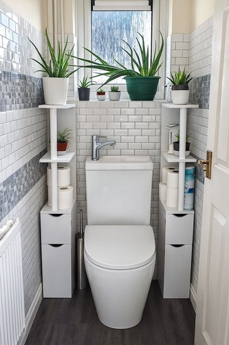 White bathroom storage - white,