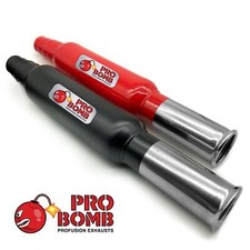 Universal Back Box Exhaust Muffler Pro Bomb In Cherry Red or Black Colour