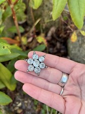 Antique George Loveridge Sterling Silver Starburst Clear Paste Brooch (3cm) 