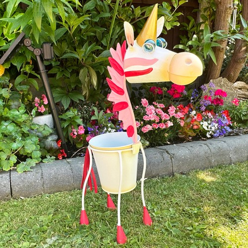 Unicorn planter garden metal - planter,