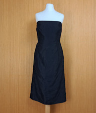 Amanda Wakeley Satin Dress Black Fit Flare Party UK 8 Bandeau ELEMENTS - New