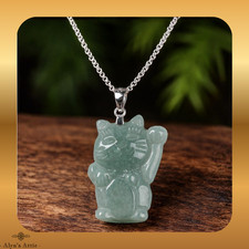 Jade Maneki Neko Lucky Cat