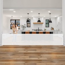 KISKIZ 178 INCH WIDE BABY GATE RETRACTABLE GATES FOR SUPER OPENINGS - WHITE