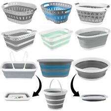 SILICONE COLLAPSIBLE LAUNDRY BASKET FOLDING CLOTH WASHING POP UP STORAGE BIN    