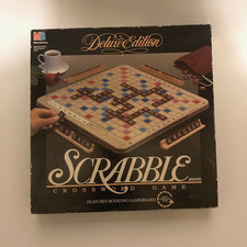 Scrabble Deluxe Edition USA Turntable Rotating Board Game MB 1989 COMPLETE