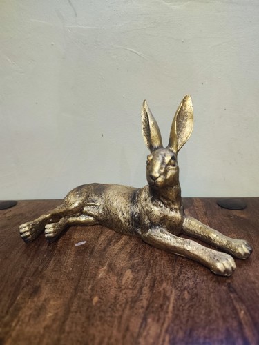 Bronze resin hare ornament - bronze,