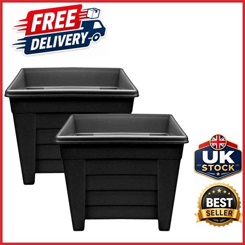 Square planter 27cm ebony - 27cm,