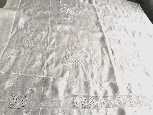 Vintage hand embroidered - , lace