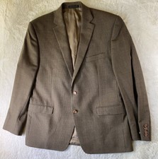 Ralph Lauren Blazer Suit Jacket Men's 44R 100% Wool Brown Houndstooth EUC