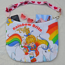 Handmade Unique Rainbow Brite bag, Vintage Fabric, 1980s, Multiway, cross body,