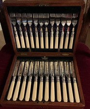 Antique Dessert or Fruit Knives & Forks 24 Pieces Silver Plated for 12 Persons