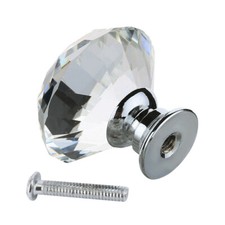 1-32 Large Crystal Door Knobs Diamond Glass Clear Cabinet Drawer Wardrobe Handle