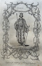 1773 John Lackland King Of England 1166 - 1216 Original Antique Print