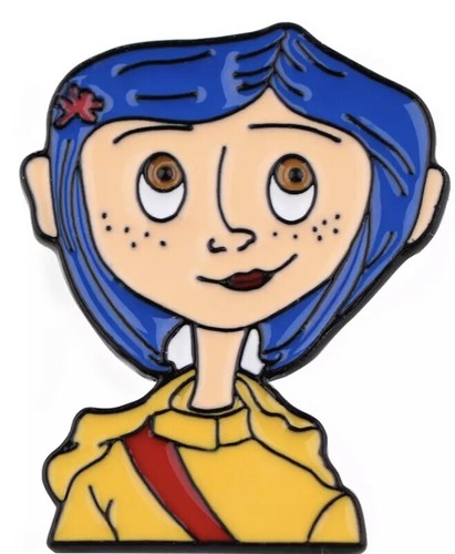 Coraline doll pin - coraline, metal