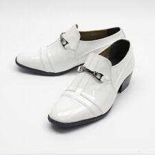 Men's white glossy leather