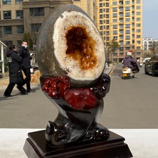 35.03LB  Citrine Geode Dragon Egg | Rare Carved Crystal | Wealth Stone