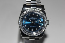 Seiko Mod Diamond Bezel Jubilee Bracelet Sunburst Blue Diamond Dial Watch