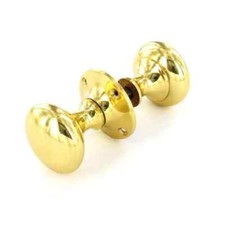 Door Knob Handle Set Mortice - Polished Brass PAIR - With Screws - Dale