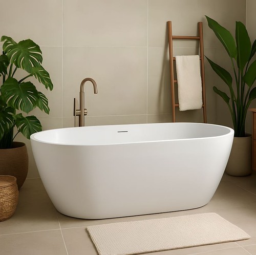 Glossy white modern oval - glossy,