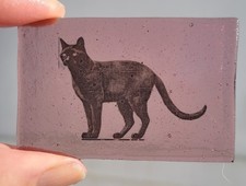 stained glass Black Cat traditional kiln fired amethyst piece